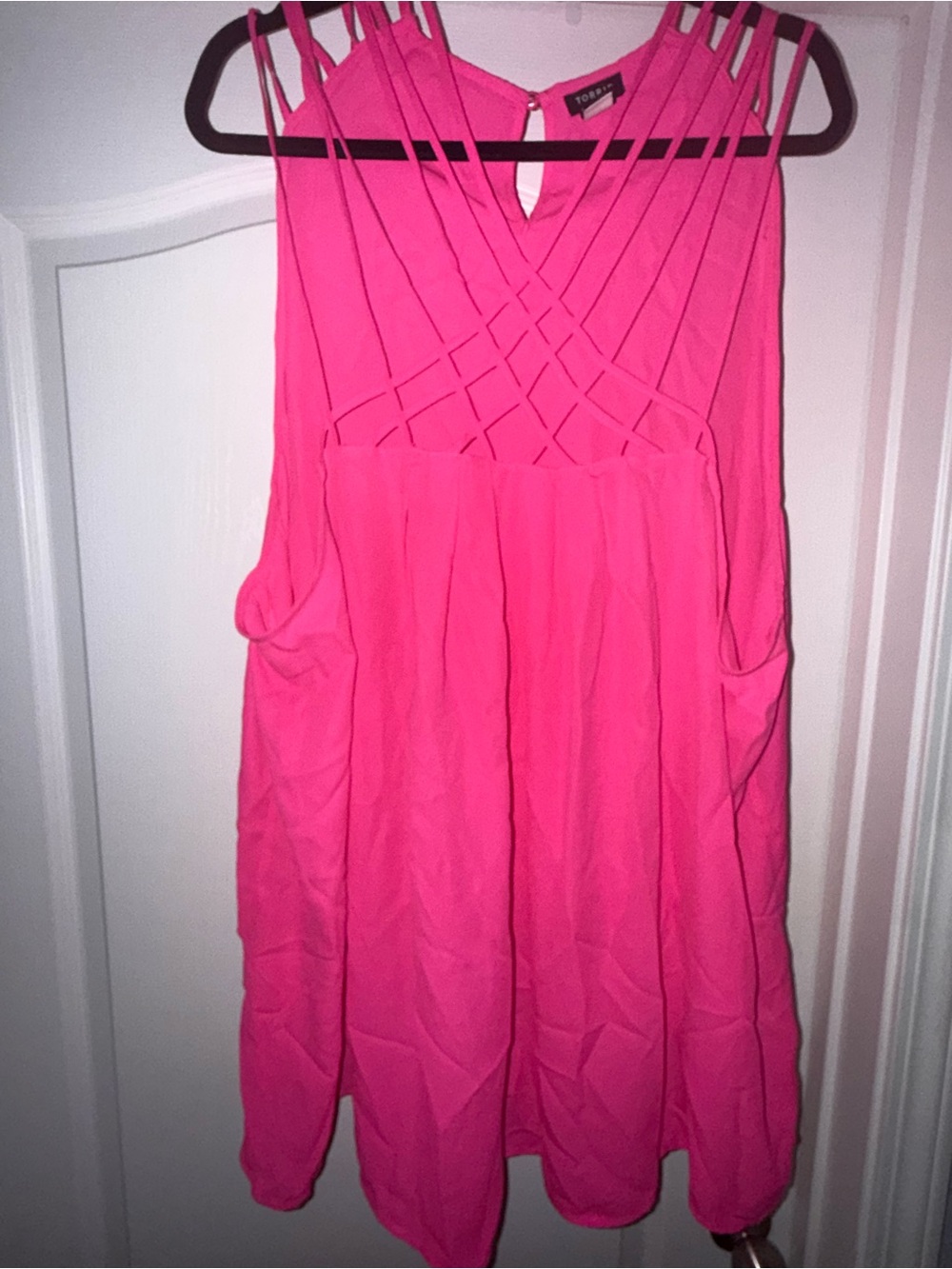 torrid Hot Pink Crisscross Strap Woven Front Tank Top
